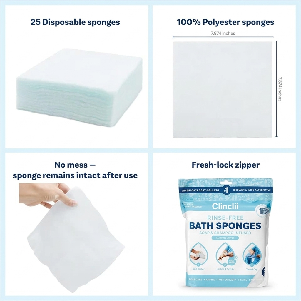 Clinclii No-Rinse Bathing Wipes,Stay Fresh Anytime, Anywhere!