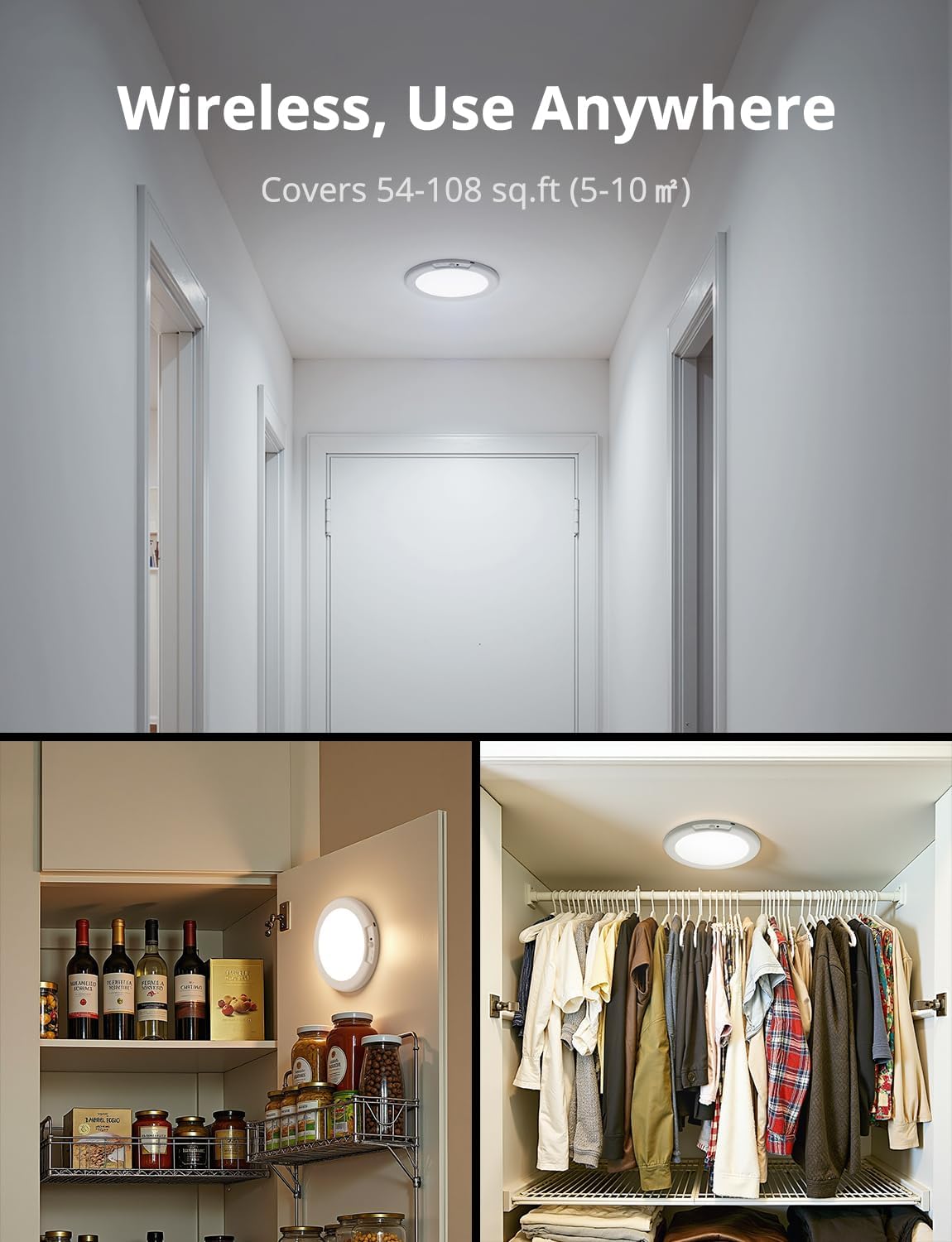 Wireless Motion Sensor Ceiling Light,Never Walk Into a Dark Room Again