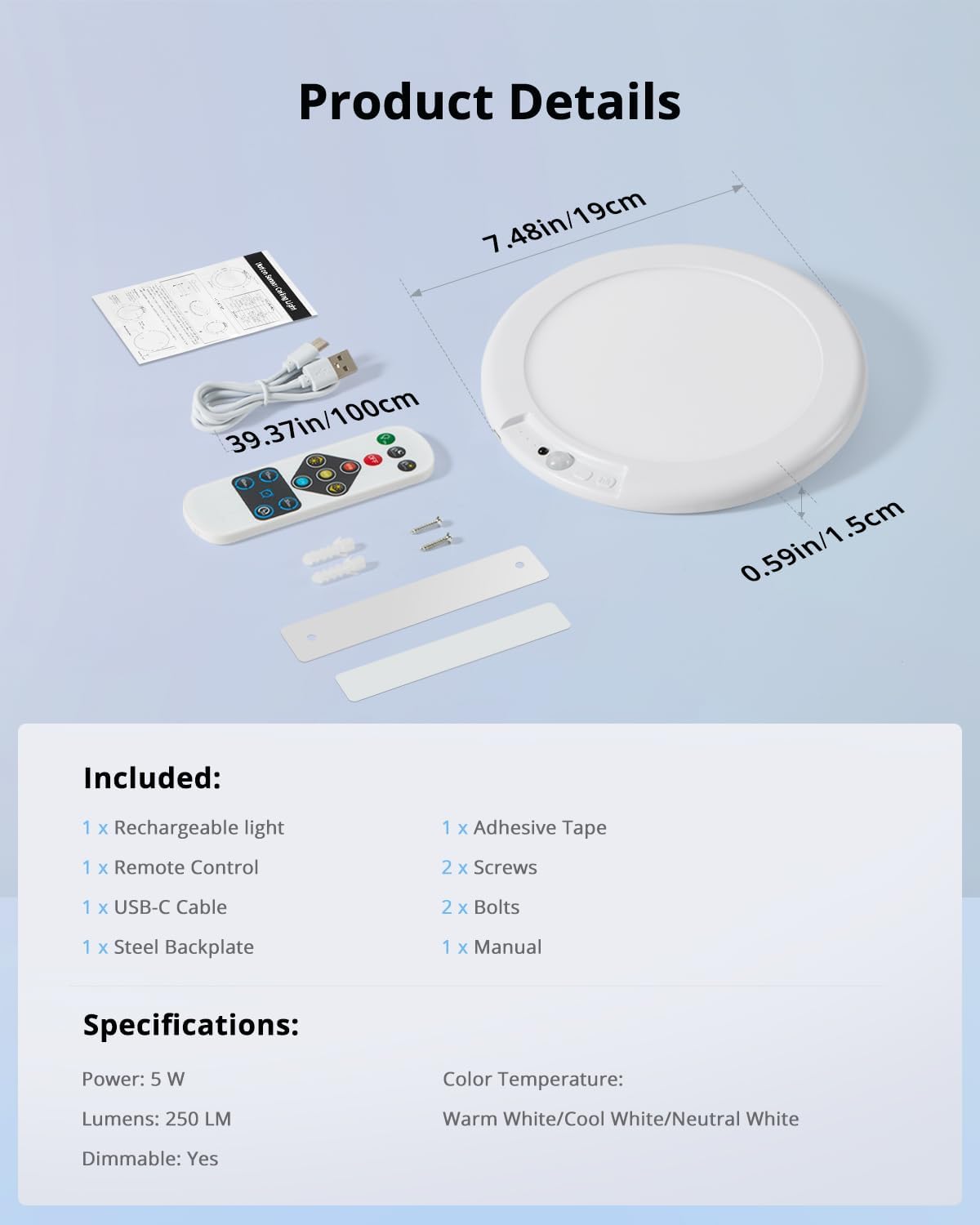 Wireless Motion Sensor Ceiling Light,Never Walk Into a Dark Room Again