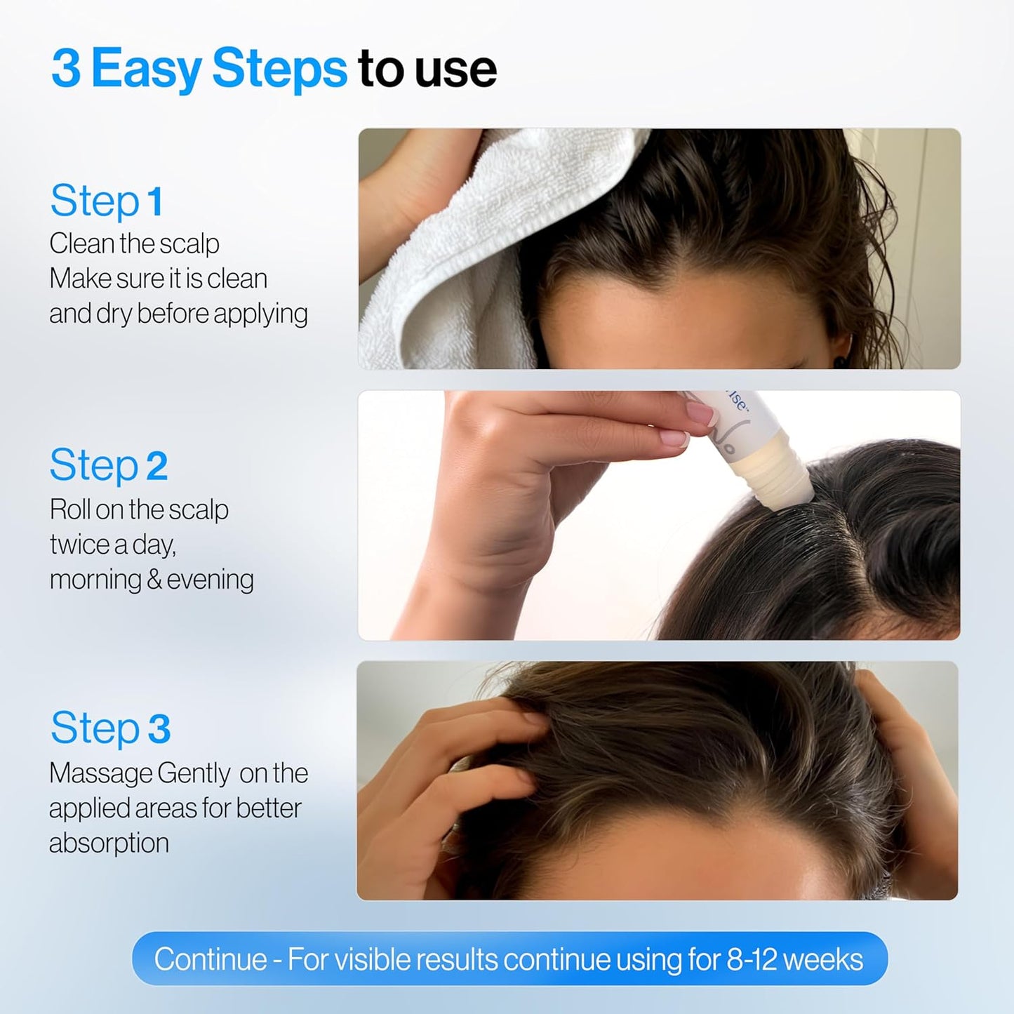 Advanced Hair Growth Roll-on Serum:Target the scalp,Support fuller‑looking hair.