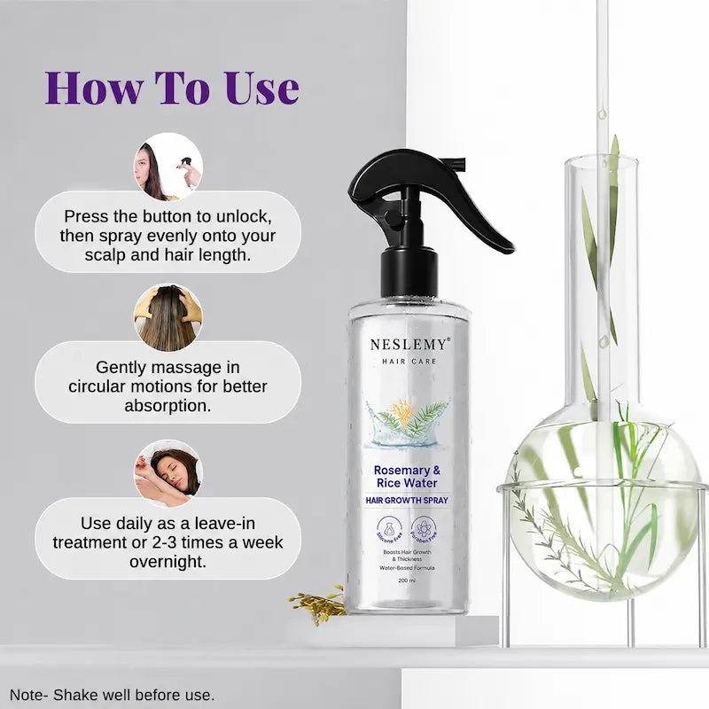 Rosemary Rice Water Spray for Thicker, Non-Greasy Hair