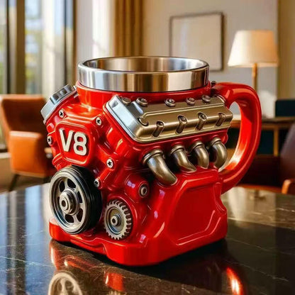 ⚡✨Retro V8 Engine Coffee Mug – Realistic Design, Stainless Steel Construction