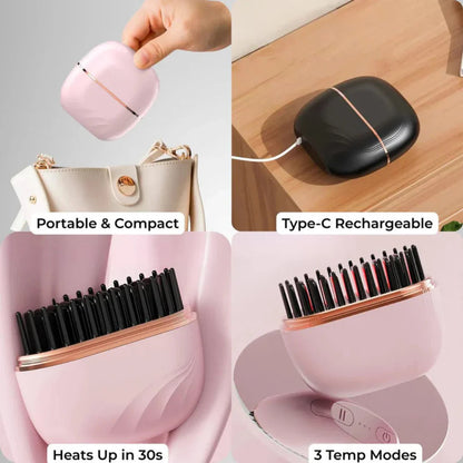 💖 Holiday Frizz-Fighter! Compact Ionic Mini Straightener, Seals in Moisture for Healthy Festive Hair / Stocking Stuffer 🎁