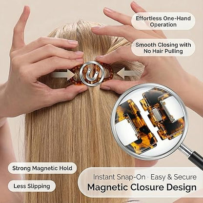 🌟 Flat Magnetic Hair Clip — Snap. Secure. Style in Seconds.